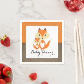 Serviette En Papier Baby shower Orange Fox Burlap (En situation)