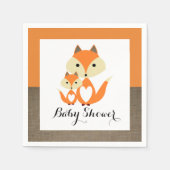 Serviette En Papier Baby shower Orange Fox Burlap (Devant)