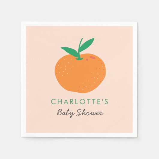 Serviette En Papier Baby shower orange Little Cutie (Devant)