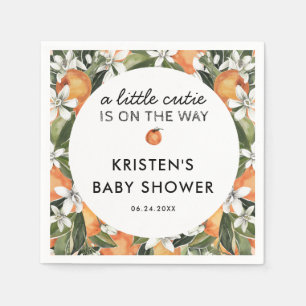 Serviette En Papier Baby shower Orange Little Cutie