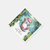 Serviette En Papier Baby shower Otter aquarelle (Coin)