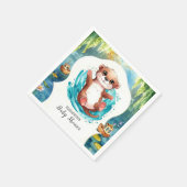Serviette En Papier Baby shower Otter simple (Coin)