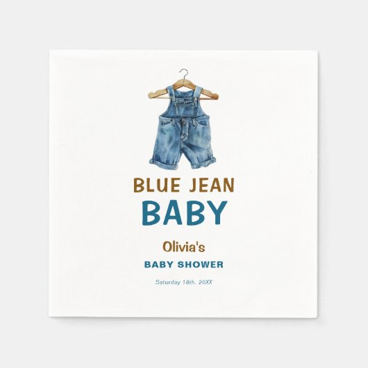 Serviette En Papier Baby shower Ouest Blue Jean Boy (Devant)