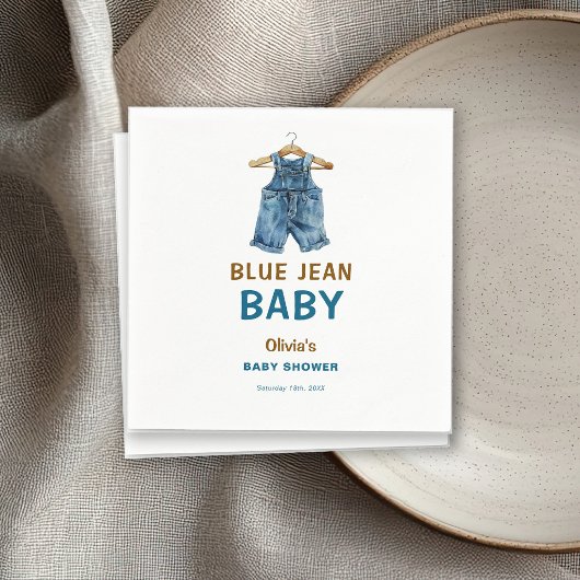 Serviette En Papier Baby shower Ouest Blue Jean Boy