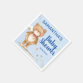 Serviette En Papier Baby shower ours d'aquarelle bleu mignon pour garç (Coin)