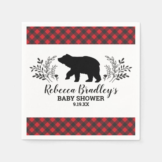 Serviette En Papier Baby shower Ours de bûcheron Napkin (Devant)