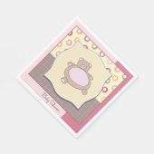 Serviette En Papier Baby shower ours en peluche avec cercles rétro (Coin)