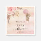 Serviette En Papier Baby shower ours en peluche pampas herbe rose or (Devant)