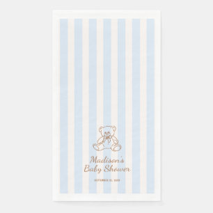 Serviette En Papier Baby-Shower Ours en Peluche Rayures Bleues