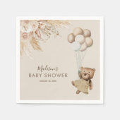 Serviette En Papier Baby shower Ours En Teddy Boho Pampas Grass (Devant)