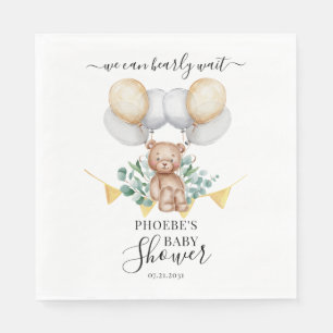Serviette En Papier Baby shower Ours Eucalyptus Nous Pouvons Attendre