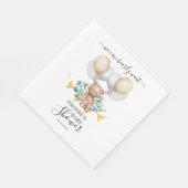 Serviette En Papier Baby shower Ours Eucalyptus Nous Pouvons Attendre (Coin)