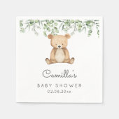 Serviette En Papier Baby shower Ours mignon en bois vert (Devant)