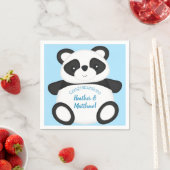 Serviette En Papier Baby shower Ours Panda Bleu (En situation)