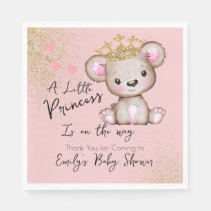Serviette En Papier Baby shower Ours Princesse rose étincelante