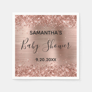 Serviette En Papier Baby Shower Pailleté Rose Gold