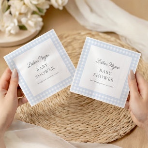 Serviette En Papier Baby shower Pale Blue En vichy Classic Boys