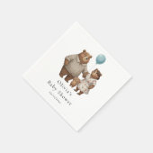Serviette En Papier Baby Shower Paper  for Boy Blue Balloon Teddy Bear (Coin)