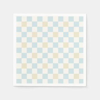 Serviette En Papier Baby Shower Paper Napkin for a Boy | Blue Check