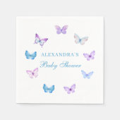 Serviette En Papier Baby shower papillon bleu rose violet (Devant)
