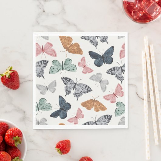 Serviette En Papier Baby shower papillon Boho Napkin (En situation)