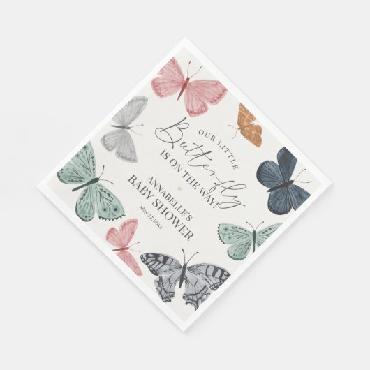 Serviette En Papier Baby shower papillon Boho Napkin (Coin)
