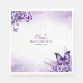 Serviette En Papier Baby shower papillon Élégant violet Floral (Devant)