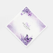 Serviette En Papier Baby shower papillon Élégant violet Floral (Coin)