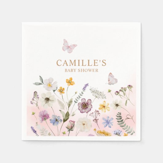 Serviette En Papier Baby shower papillon Garden Girl (Devant)