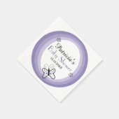 Serviette En Papier Baby shower Papillon moderne violet et blanc (Coin)