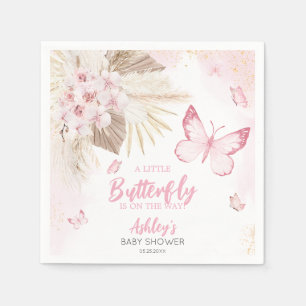 Serviette En Papier Baby Shower Papillon Rose