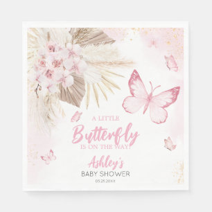 Serviette En Papier Baby Shower Papillon Rose