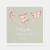 Serviette En Papier Baby shower Papillon rose Peach vert Sage (Devant)
