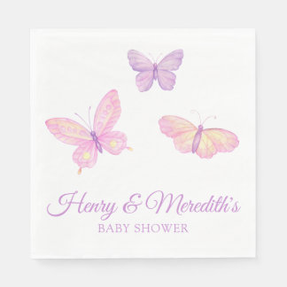 Serviette En Papier Baby shower papillon rose pourpre pour garçon ou f