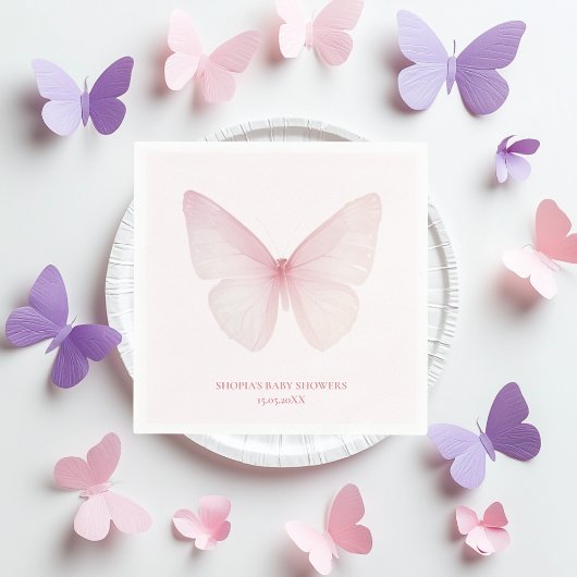 Serviette En Papier "Baby shower papillon serviettes"