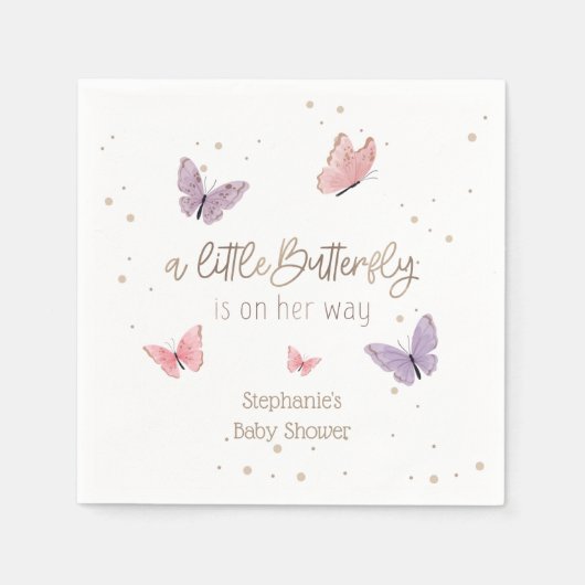 Serviette En Papier Baby shower Papillon sur le chemin (Devant)