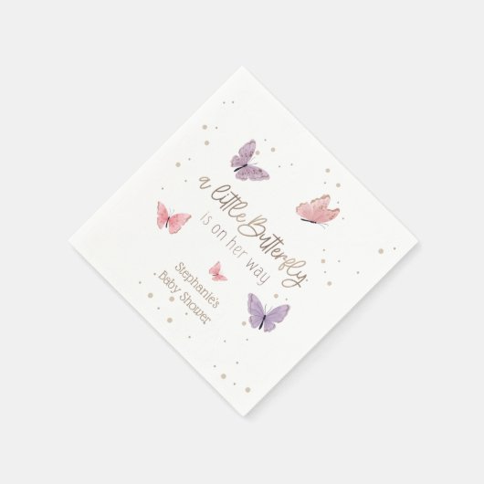 Serviette En Papier Baby shower Papillon sur le chemin (Coin)
