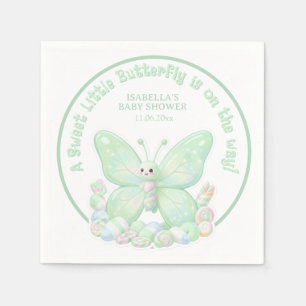 Serviette En Papier Baby Shower Papillon Vert Menthe Marshmallow 