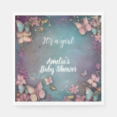 Serviette En Papier Baby shower papillon violet (Devant)