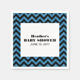 Serviette En Papier Baby shower Parties scintillant bleu Chevron
