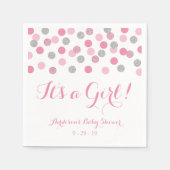 Serviette En Papier Baby shower Parties scintillant rose et argent (Devant)