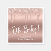 Serviette En Papier Baby shower Parties scintillant Rose Or personnali (Devant)
