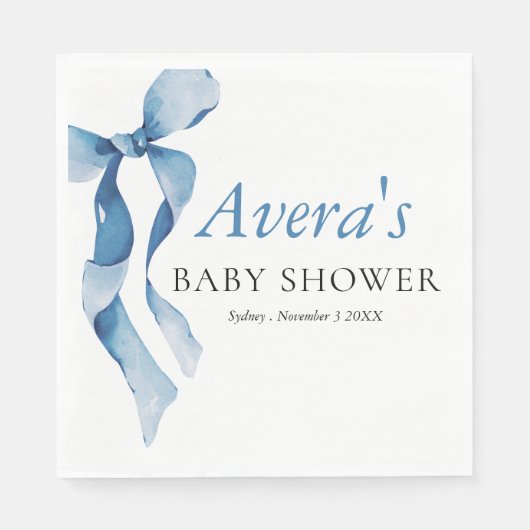 Serviette En Papier Baby shower Pastel Blue Bow (Devant)