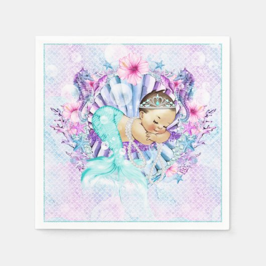 Serviette En Papier Baby shower Pastel Mermaid (Devant)