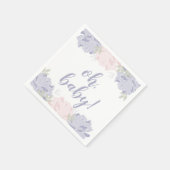 Serviette En Papier Baby shower Pastel Pink & Purple Peonies (Coin)