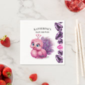 Serviette En Papier Baby shower Peacock pour bébé rose et pourpre (En situation)