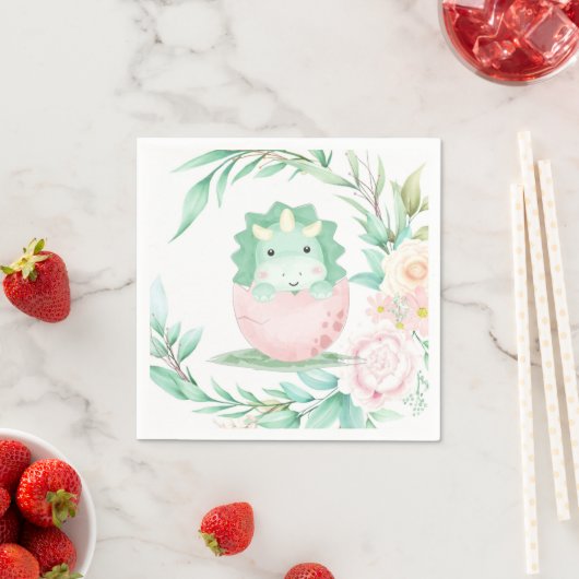 Serviette En Papier Baby shower Peony vert rose (En situation)