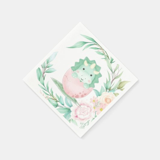Serviette En Papier Baby shower Peony vert rose (Coin)