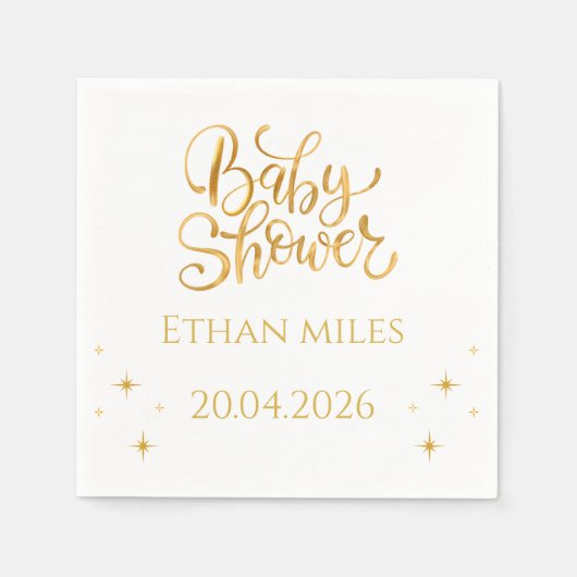 Serviette En Papier Baby Shower Personalized Name And Date Napkin (Devant)