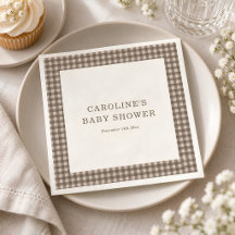Baby Shower personnalisé à carreaux marron Taupe